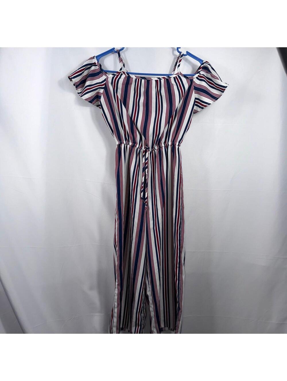 Jenna & Jessie Girls Striped Cold Shoulder Jumpsuit Size 10
